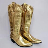 IPPEUM Balti Kaubojaus Batai Žvaigždės Vakarų Ilgi Batai Moterims Dydis 43 Kaubojės Vintažiniai Siuvinėti Botte Cowboy Femme US 11  (26.5CM) auksas