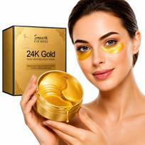 24K Gold Under Eye Patches (60 PCS), Collagen Hydrogel Eye Mask for Puffy Eyes, Dark Circles & Fine Lines, Hydrating Under Eye Masks for Women & Me white