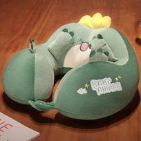Cartoon U-shaped Pillow Plush Memory Foam Animal Shape Nap Pillow Office Student Portable Pillow Travel Pillow Neck Pillow 30x30x10cm beige