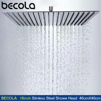 Becola 16 colių 40cmX40cm kvadratinės nerūdijančio plieno itin plonos dušo galvutės Vonios kvadratinė lietaus dušo galvutė CP-1616 gray