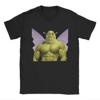 Funny Shrek Expression 6 pack Meme Print T Shirts Men Women Humour Short Sleeve M beige