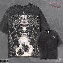 The Ten Shadows Mahoraga Summon Heavyweight Vintage Wash Graphic Tee Oversized Urban Streetwear Pump Cover 3XL gray