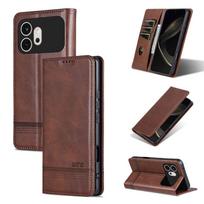 For Honor 600 Global AZNS Magnetic Calf Texture Flip Leather Phone Case For Honor 600 Global tamsiai ruda spalva