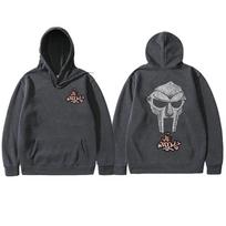 Rapper Mf Doom Madvillain Metal Mask Face Double Sided Print Hoodie Male Oversized Pullover Men's Hip Hop Rap Vintage Hoodies S gray