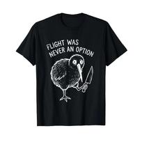Flight Was Never An Option Funny Kiwi Bird Knife T Shirt Vintage Graphic Casual Streetwear Homme Slightly Fashion M black