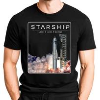 Starship Launch T Shirt Spacex Cotton Vintage Washed Stylish Soft Stretched Streetwear Breathable Slightly Designer Clothes 4XL gray