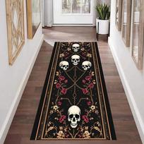 Screaming Skull Runner Rug Gothic Skeleton Hallway Carpet Dark Horror Art Floor Home Decor for Halloween and Alternative Homes 40X120CM gray