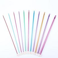 Mezgimo įrankiai, Megztinio virbalai, Spalvotas aliuminio nėrimo kabliukas 27cm Afganiškas nėrimo rinkinys 11 vnt. 11 afghan crochet hooks white