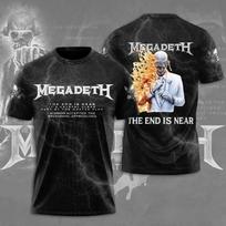 Naujas 2026 m. Rock Megadeth grupės 3D spausdinti vyriški ir moteriški marškinėliai Mada Trumpomis rankovėmis Punk Hip Hop Gatvės Harajuku Viršus M gray
