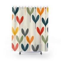 Mid Century Modern Shower Curtain - Retro Abstract Design W160H160(CM)-1 Pcs white