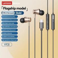 Originalios Lenovo YF31 minkštos priglundančios laidinės ausinės-ausys Žaidimų ausinės C tipo/3,5 mm 360° erdvinis garsas itin maža delsa Ausinės su mikrofonu NAUJOS TYPE-C auksas