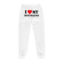 AŠ MYLIU SAVO DRAUGĄ Spausdinimas Unisex Aukšto Juosmens Laisvalaikio Sportinės Kelnės su Manžetėmis Medium black