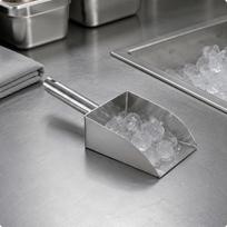 304 Stainless Steel Ice Scoop Heavy Duty Square Ice Shovel Kitchen Tool Rust Resistant Ergonomic Handle for Workers gray