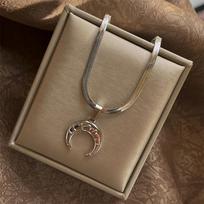 Stainless Steel Moon Choker Moon Phase Necklace Fashion Women Witch Crescent Moon Jewelry Gift Celestial Moonology Blade Chain sidabras