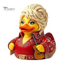 Country Music Icon Memorial Gift Parton Duck, Dolly Duck Figurine, Statue, Guitar-Themed Small Desktop Display Piece Decorative Sculpture for L