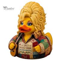 Country Music Icon Memorial Gift Parton Duck, Dolly Duck Figurine, Statue, Guitar-Themed Small Desktop Display Piece Decorative Sculpture for G