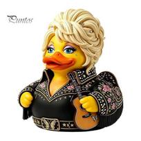 Country Music Icon Memorial Gift Parton Duck, Dolly Duck Figurine, Statue, Guitar-Themed Small Desktop Display Piece Decorative Sculpture for H