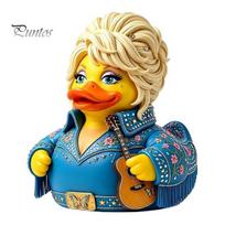 Country Music Icon Memorial Gift Parton Duck, Dolly Duck Figurine, Statue, Guitar-Themed Small Desktop Display Piece Decorative Sculpture for I