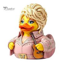 Country Music Icon Memorial Gift Parton Duck, Dolly Duck Figurine, Statue, Guitar-Themed Small Desktop Display Piece Decorative Sculpture for J