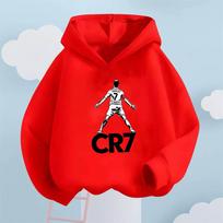 Sports Icon Style: New Ronaldo CR7 Kids' Hoodie for 3-12 Years, Casual Wear, Vibrant Cool Playful Vibe 120 red