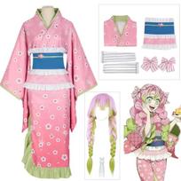 Naujas Mados Kanroji Mitsuri Cosplay Kostiumas Rožinė Kimono Suknelė Apranga Helovino Karnavalo Šventės Kaukė Moteriški Kostiumai XXL pink