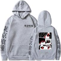 Japan Tokyo Ghoul Anime Manga Megztinis Kaneki Ken Printed Vyriški/Moteriški Helovino drabužiai Megztinis ilgomis rankovėmis Gatvės drabužiai XXL gray