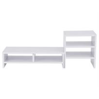Computer Laptop Monitor Riser Stand Desktop Wooden Storage Organizer   3 Layer Shelf (White) balta