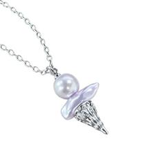 Elegant Ice Cream Pearls Pendant Necklace Sweet Design Fashion Layering Chokers for Stylish Women Jewelry Accessory white
