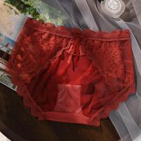 Breathable Pure Desire Ice Silk Underwear Women's Mid-waist Mesh Yarn Plus Feeling Quick-drying Lace Hip Wrap Without A Trace 3XL