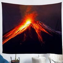 Volcano Tapestry Nature Geology Tapestry Magma Eruption Scenery Tapestry Wall Hanging for Bedroom Living Room Dorm Decoration 100X150CM red
