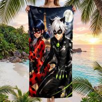 Miraculous Ladybug Fashion Beach Towel Portable Soft Quick Dry Towel For Swimming Camping Holiday Use 70cmx140cm(27x55inch) gray