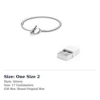 Pandora Moments Heart T-Bar Snake Chain Bracelet Silver 599285C00 One Size 2 white