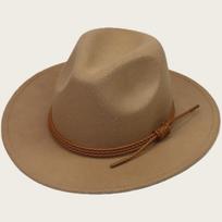 New wool woolen cowboy hat bow men's and women's jazz hat European and American felt hat M（56-58cm） brown