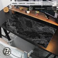 Dark Swirling Clouds Desk Mat Xl Dark Aesthetic Gaming Mousepad Black Japanese Clouds Desk Mat Black And White Lines Mouse Mats 800x300x3mm