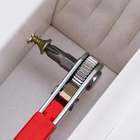 Right Angle Ratchet Screwdriver, 1pc Steel Manual Tool for Narrow Spaces - Forward/Reverse Switch, Non-Motorized, Red Handle for Electronics gray