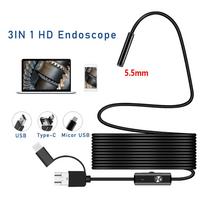 3-in-1 5.5mm HD Endoscope for Android, 1m-15m Industrial Pipe Inspection 15m Soft Cable