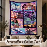 Custom Text Printed Tapestry GTA Pattern Large Wall Hanging Indoor Room Decor 180cmx230cm