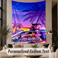 Custom Text Printed Tapestry GTA Pattern Large Wall Hanging Indoor Room Decor 100cmx150cm