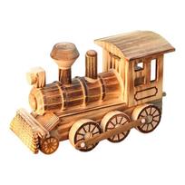 3D medinės garvežio traukinio statulėlės Medinės traukinio figūrėlės Lokomotyvo modelis Dekoratyvinis ornaments Namų dekoracijos Kolekcionuojami daiktai Dovana beige