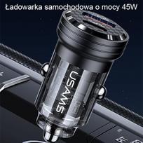 USAMS C35 USB USB-C AUTOMOBILINIS ĮKROVIKLIS 45W TELEFONAMS SU USB-C JUNGTIMI