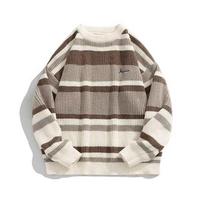 Women's Striped Sweater Y2k Vintage Baggy Knitted Pullover Casual Japanese Style Winter Warm Clothing XL gray