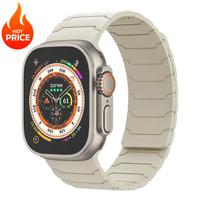 Magnetic Silicone Strap For Apple Watch Ultra 3 2 49mm Band 45mm 44mm 41mm 40mm 38 Bracelet iwatch series 11 10 42 46mm 987654SE Series 10 11 46mm antikinės baltos spalvos