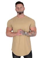 American Style Hip Hop Crew Neck Short Sleeve Cotton Plus Size Sports T-Shirt XXXL chaki