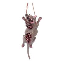 Yousheng Halloween Pendant Realistic Creepy Hanging Rat Pig Head Spider Bat Decoration Haunted House Prop for Halloween Party B gray