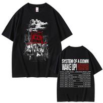 System of A Down Wake Up Tour T Shirts Men Women Vintage Rock Oversized Short Sleeve T Shirt 90s Alternative Metal Merch Tshirt 4XL gray