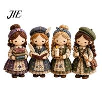 Rankų darbo lėlės rinkinys Patchwork mergaitė Pasidaryk pats rinkinys, 3D siuvimo rankdarbių rinkinys su iš anksto išpjautais audiniais, siūlais, adatomis, mielas namų dekoravimui, dovanai C beige