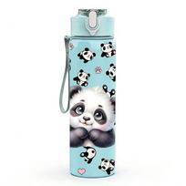1PC Panda Black Heart Repeat Pattern 750ml Color Plastic Sports Water Bottle Leakproof Flip Straw Lid Suitable for Sports Office Home Use tamsiai mėlyna