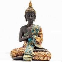 Thai Meditating Buddha Figurine | Spiritual, for Meditation Corner S S black