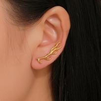 Trendy Serotonin Molecule DNA Ear Climbers Earrings For Girls Geometry Ear Jackets Chemical Molecules Ear Crawler Pendients Gold brown