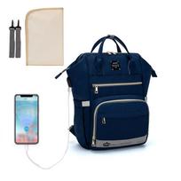 LEQUEEN USB Multifunctional Large Capacity Mom Backpack - Upgraded Mother and Baby Bag karališkos mėlynos spalvos